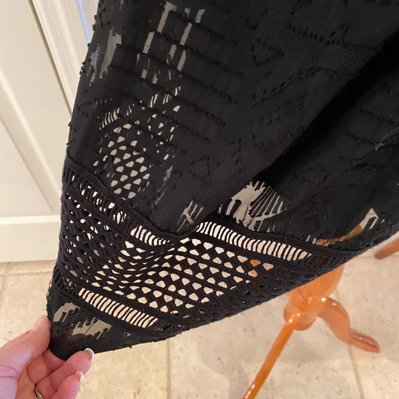 NWT Kaari Blue Tie Neck Burnout Dress in Black - Picture 7 of 11